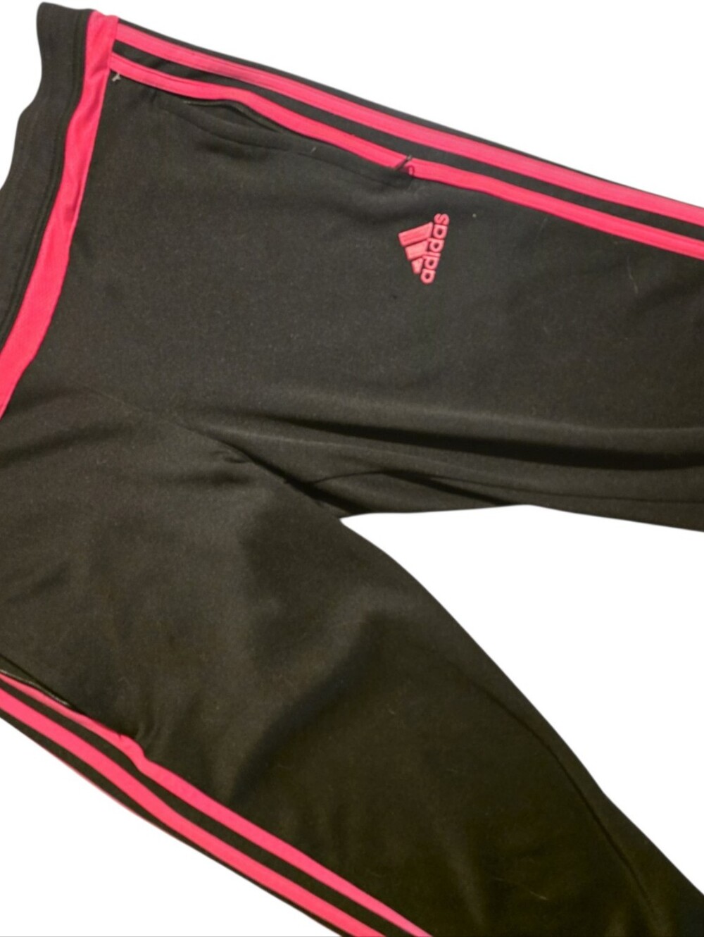 adidas Black Joggers with Pink Triple Stripes